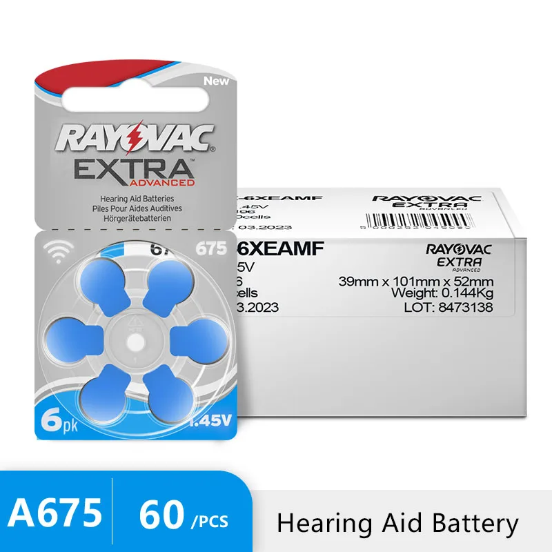 Rayovac Extra Advanced Hearing Aid Battery 675 (PR44) 6pcs Card Pack M