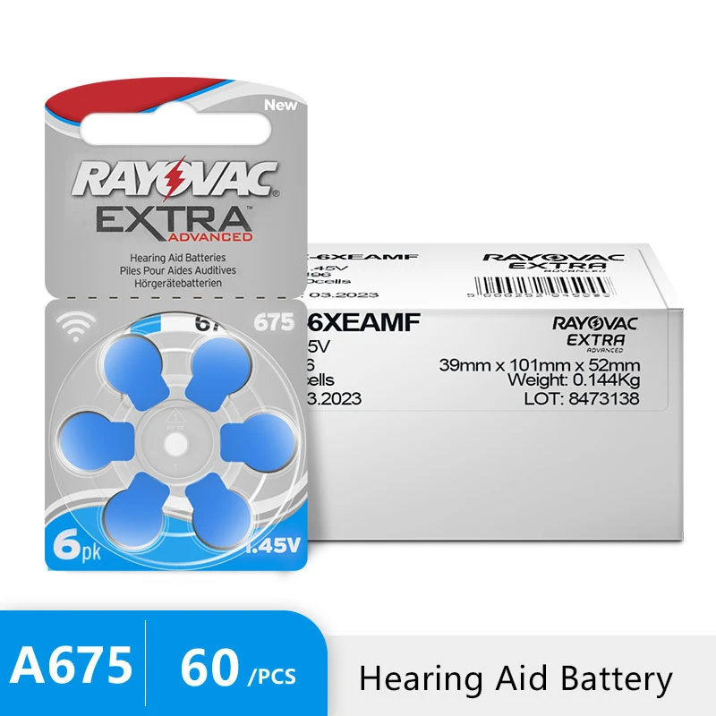 Hearing Aids Battery 60 Pcs Rayovac Extra High Performance Hearing Aid