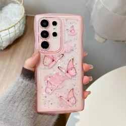 Luxury Paillette Drip - Glue Glitter Butterfly Phone Case - Galaxy S23 Ultra (PK)