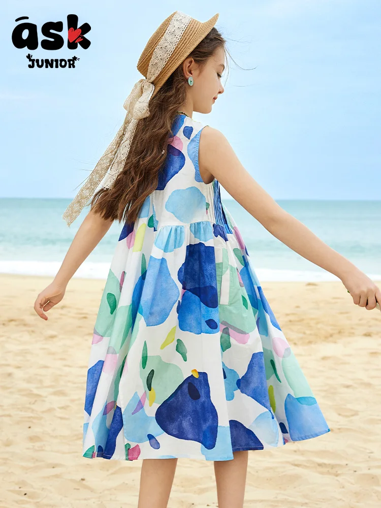 فستان Tween Girls لقضاء العطلات الصيفية رفيع بدون...