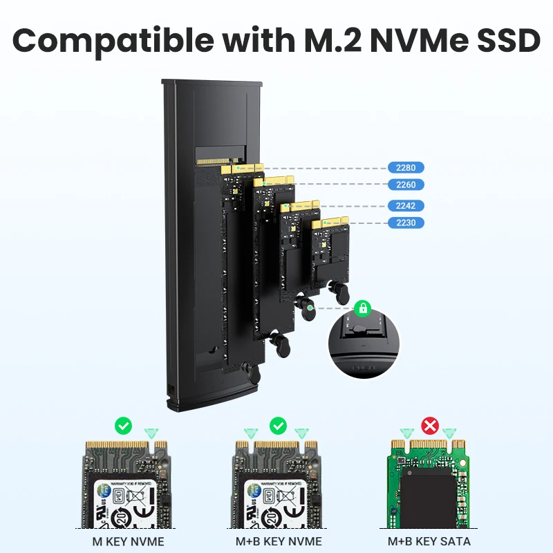 Ugreen M.2 Nvme Ssd Gabinete Adaptador 10gbps Usb c 3.2 Gen2 Ferramenta-livre Externo Gabinete Nvme Leitor Suporta m e b & m Chaves - Imagem 4