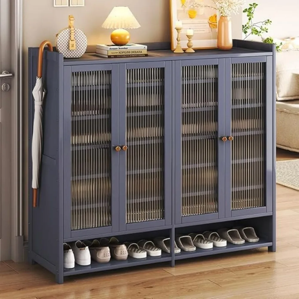8 Tier Bamboo Shoe Storage Cabinet with Doors, 39-40 Pairs Shoe Rack for Closet, Freestanding Shoe Storage Cabinet 6