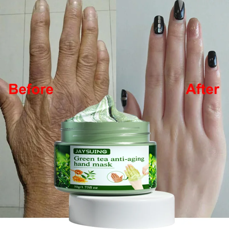 Green Tea Anti-Wrinkle Hand Mask Peel Off Cream Moisturizing Rejuvenating Remove Dead Skin Calluses Repair Firming Skin Care 50g