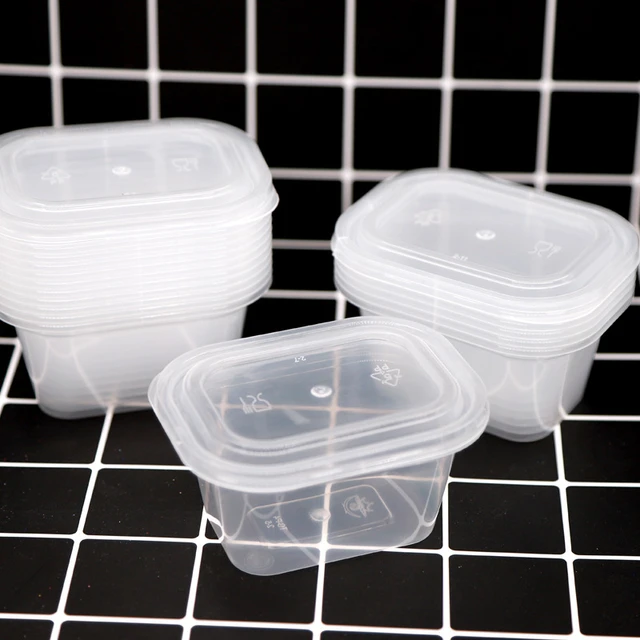 4Pcs Clear Rectangular Disposable Plastic Food Container Lunch Boxes