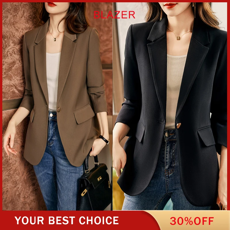 Spring and autumn new high-end small suit coat women blazers Female female coat simple slimming goddess fan regular plus cotton