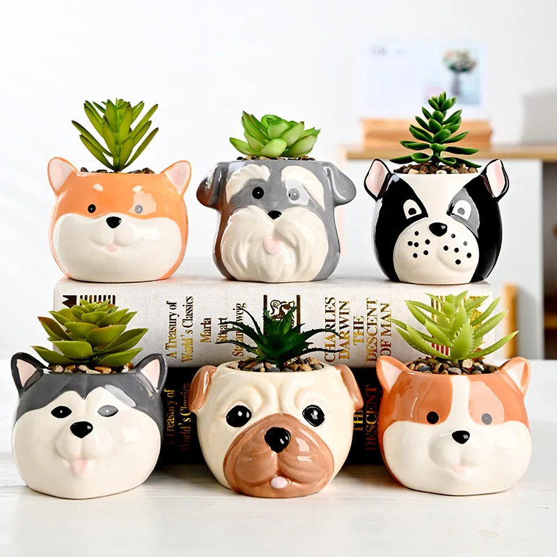 Ceramic Animal Succulent Flower Pot - Decorative Home and Office Vase