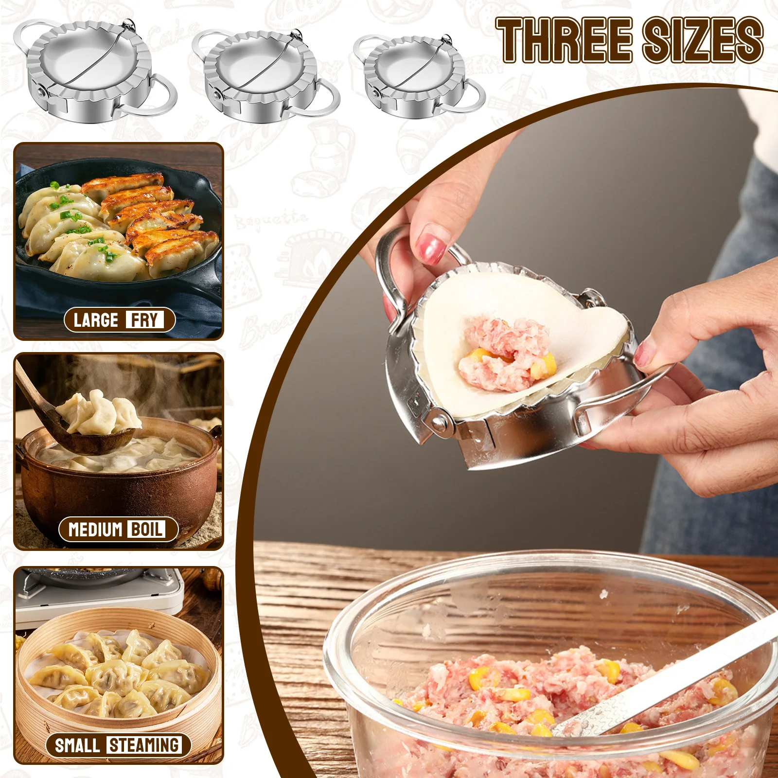 Dumpling Maker Stainless Steel/Plastic Dumpling Skin Molds Ravioli Maker Press Pie Making Press Wrapper Pastry Maker for Kitchen