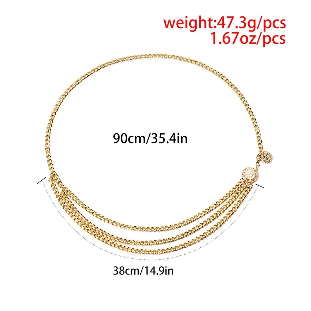 Antique Jewelry Ethnic Style Body Chain Body Accessory Retro Metal Chain Belt Adjustable Sunflower Round Waist Chain Women