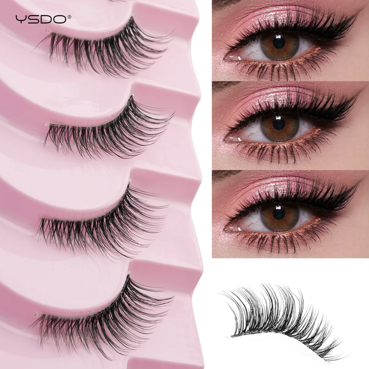 Natural Cat Eye Lashes Soft Wispy Clear Band