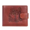 Men RFID Short Wallet Wolf Eagle Slim Cowhide Leather Credit Card Mens Wallets Busienss Money Purses Id Holder Man Purse Coins 2