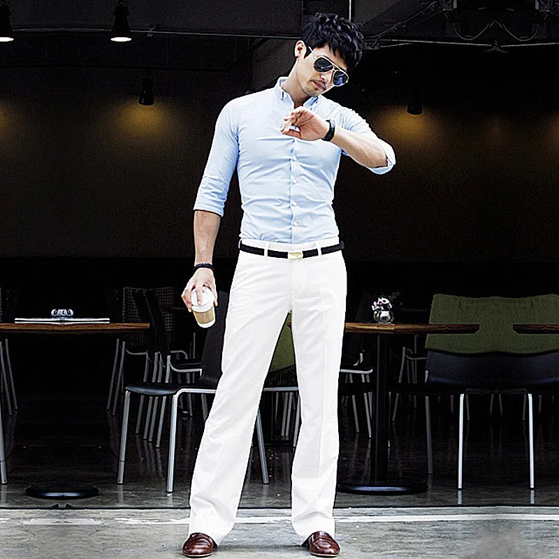New Fashion Spring Flare Pants Men's Casual Suit Trousers Business Office Leisure Streetwear Clothing