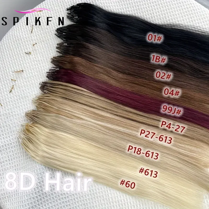 Micro Beads 8D Human Hair 12" 14" 16" 18" 20" Straight Invisible Micro Loop Ring Hair Extensions 50pcs/30g/pack Light Weight