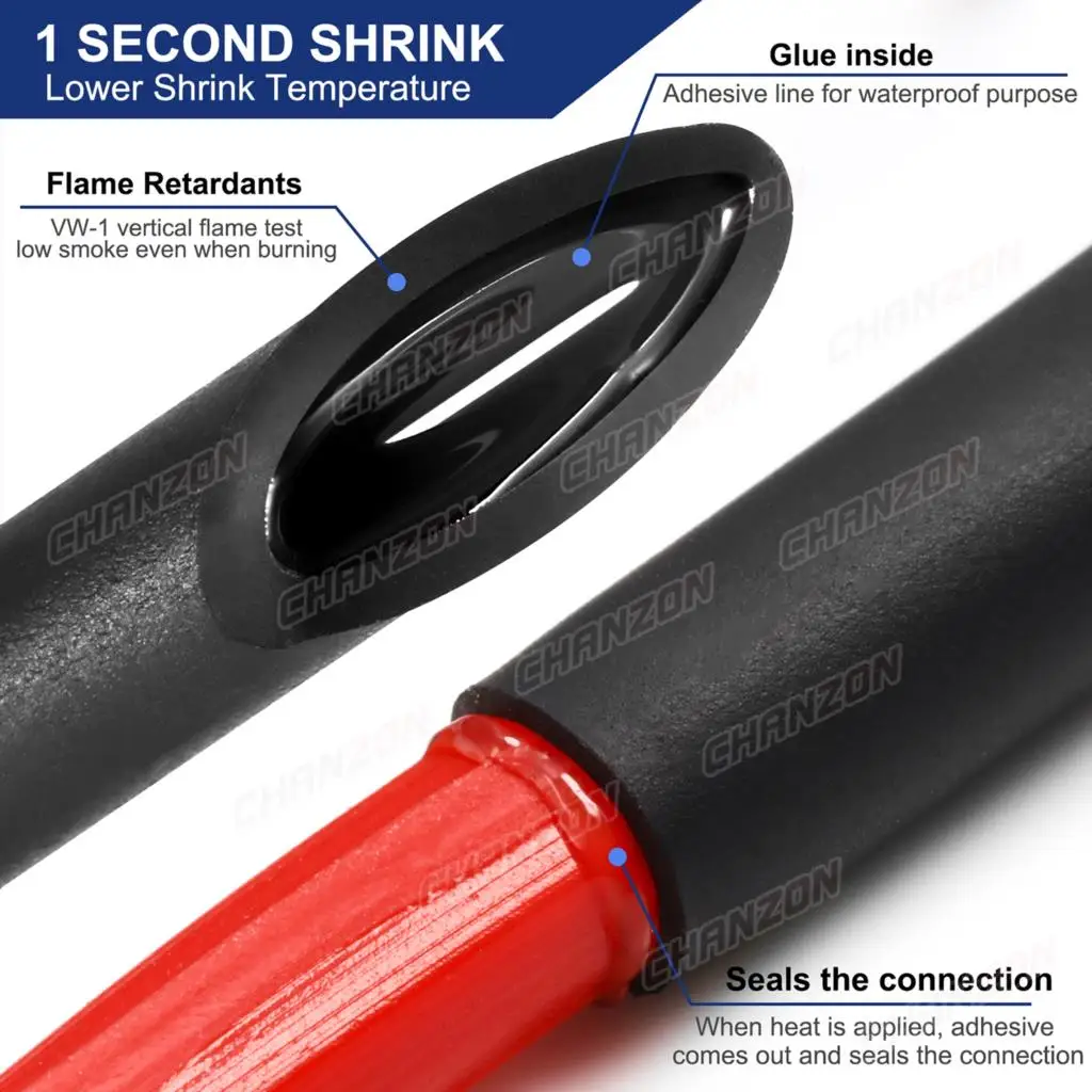 5 Size 4:1 Heat Shrink Tube Kit Glue Dual Wall Adhensive Lined Waterproof Wire Protector Shrinking Wrap Hose Assorted 27Pcs