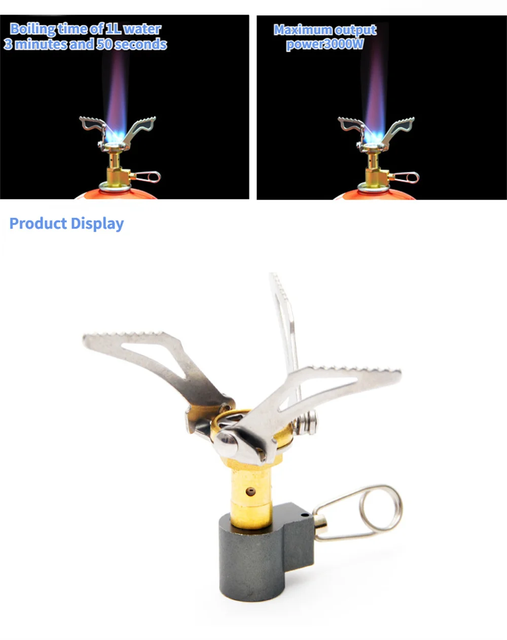 Зовнішня газова плита Кемпінговий пальник Портативна міні-складна плита Газовий обігрівач Піч для виживання Складна головка для пікніка