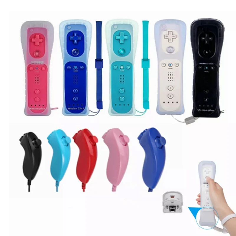 2 In1 Bluetooth-compatible Controller For Wii/Wii U Console Motion Plus Gamepad Joystick For Nintend Remote Controller For Wii