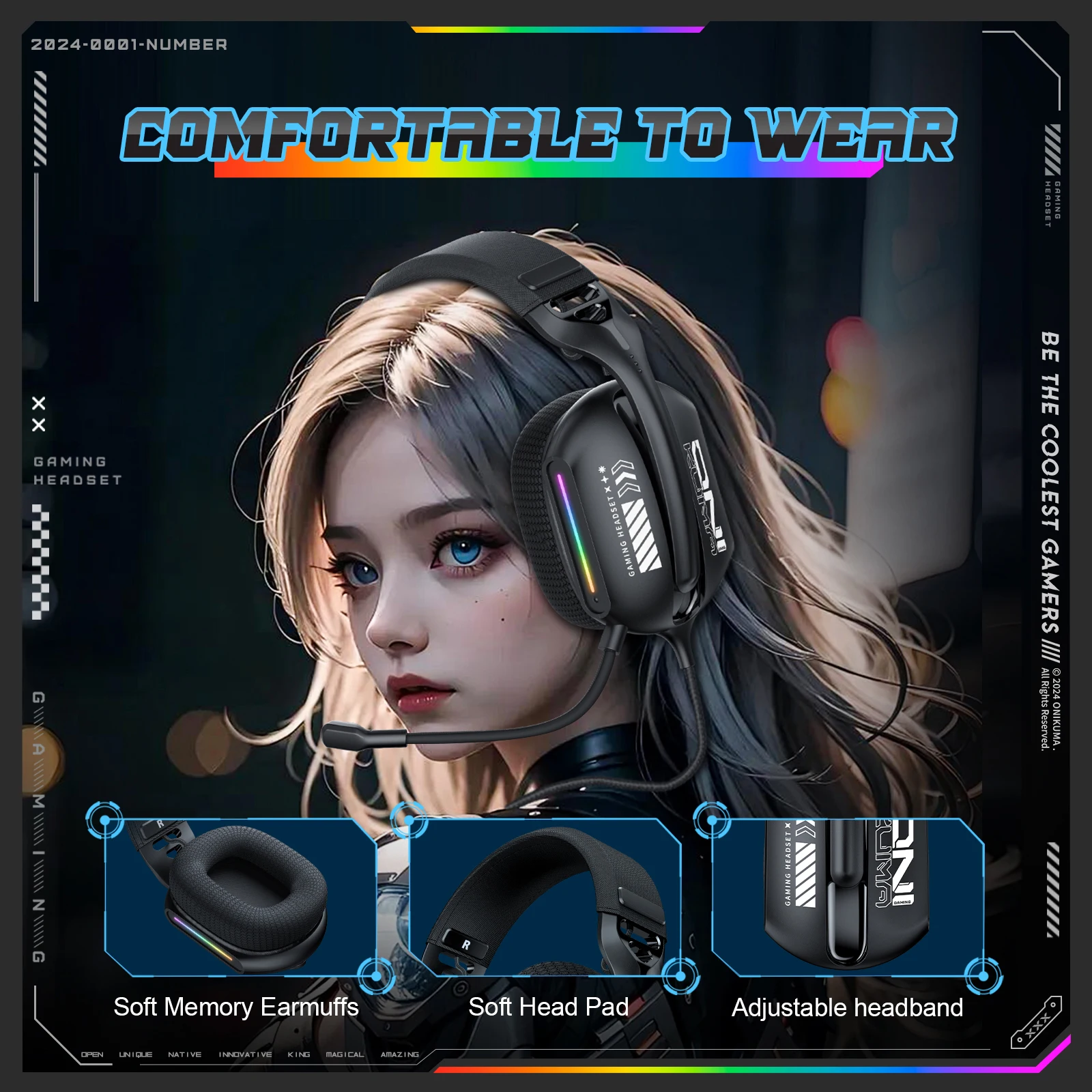 오버이어 헤드폰 메모리폼 쿠션 게이밍 헤드폰 USB/3.5mm 오디오 잭 탈부착 가능한 마이크 (노트북/모바일용)