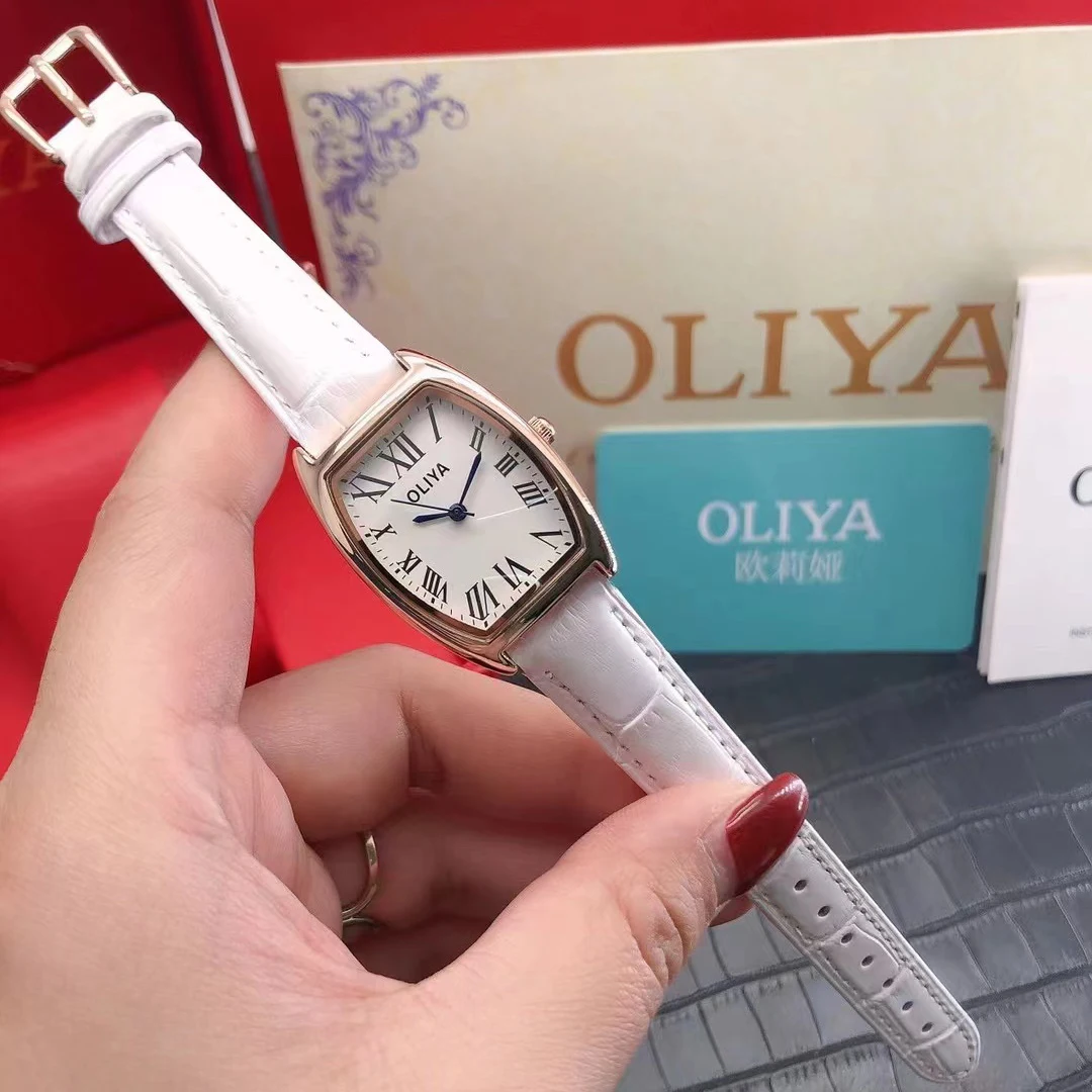 Luxury Wine Barrel Watch Quartz Watch Ladies gift Fashion Steel Leather Strap Durable waterproof classic ladies watch