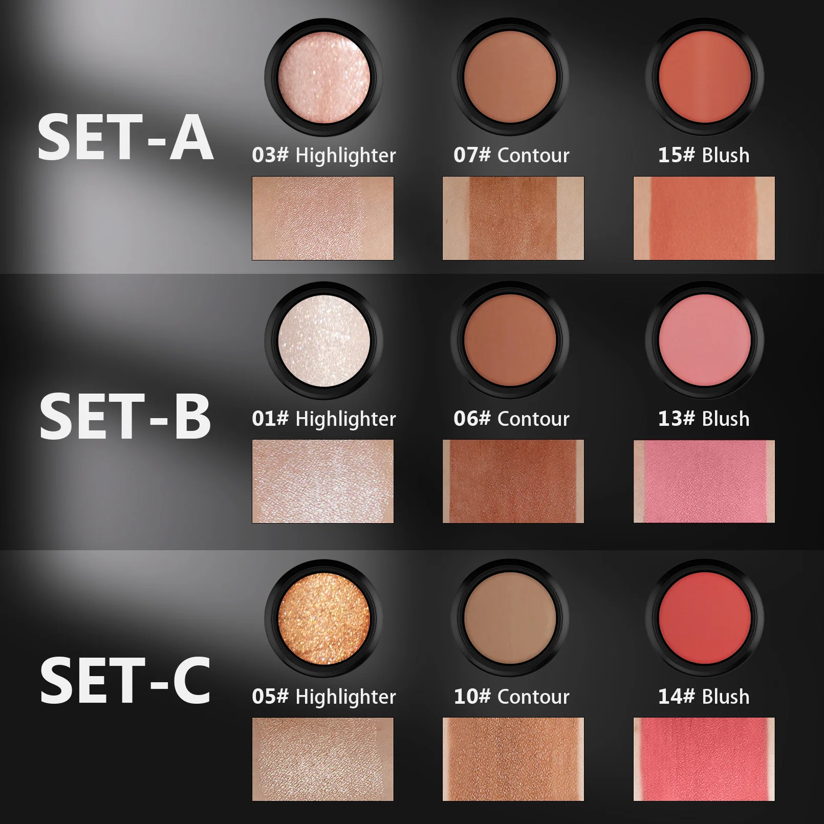 4pcs Contour Stick Highlighter Stick Blush Stick Cream Contour Kit with Brush Create Face Contour Non-greasy