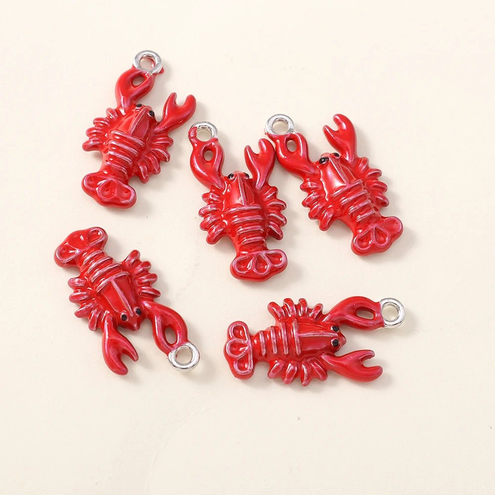5개입 11*22mm 바다 동물 귀여운 바닷가재 참 펜던트 귀걸이 DIY 목걸이 수제 보석 공예