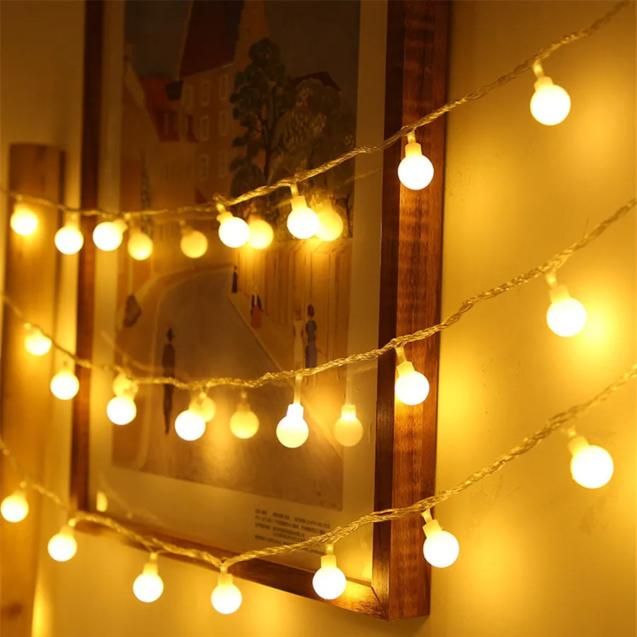 

New Christmas Round Ball String Lights Battery Powered 20/40/80LEDs Fairy Garden Lights for Party Wedding Holiday Garland Decor