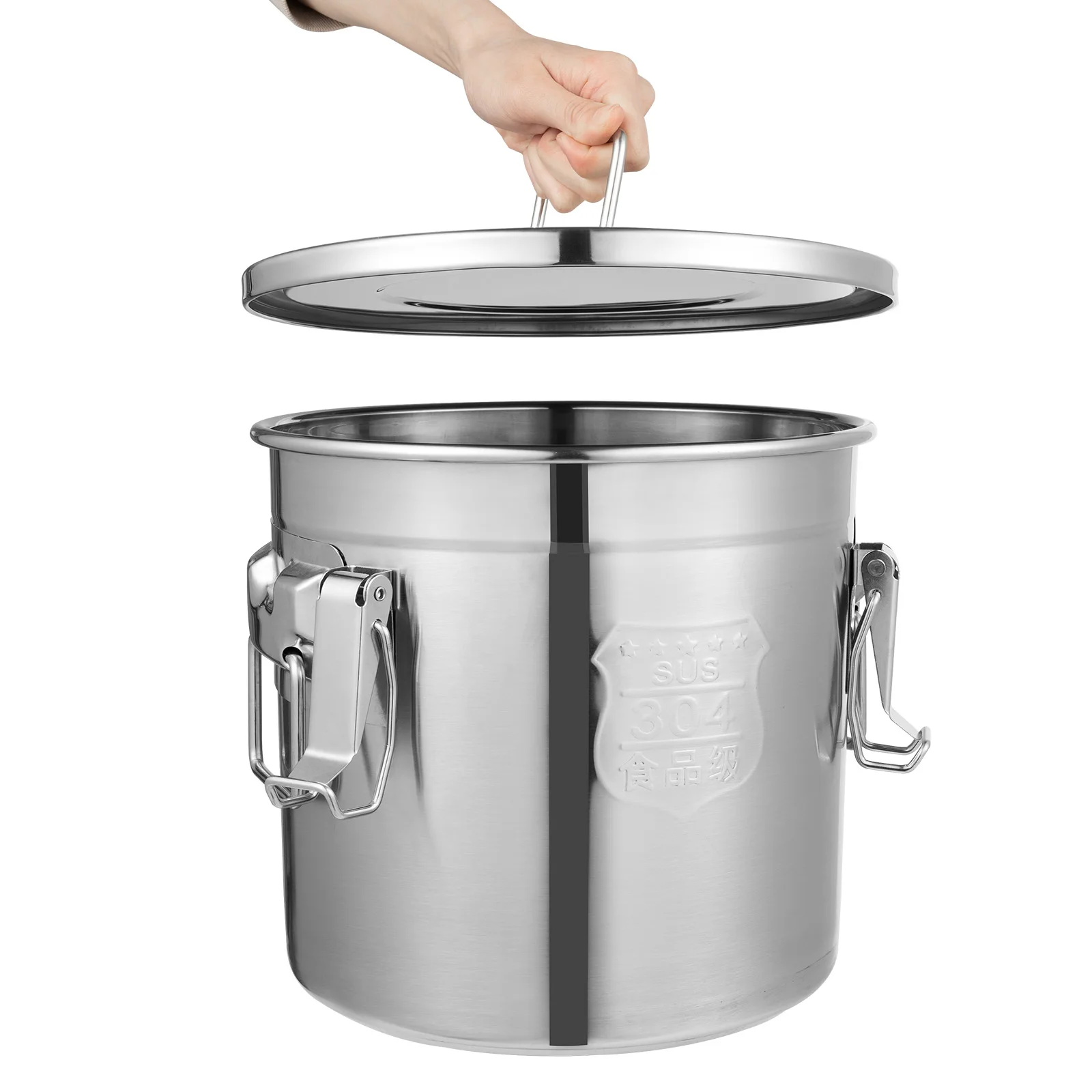 Stainless Steel Cereal Container - 12L Airtight Rice and Oil Storage Bucket