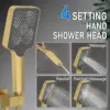 Thermostatic Shower System with Adjustable Water Flow Push Button Diverter Square Dual Shower Heads Faucet Set 5