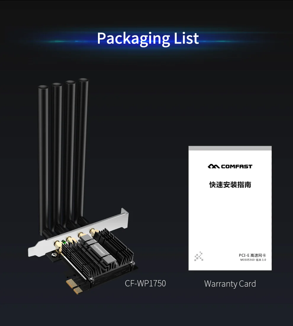 COMFAST WiFi 5 PCI-E Wireless Adapter 1750 Mbit/s MU-MIMO 2,4G/5G Wi-Fi Karte 4 Antenne Wi-Fi PCIe Adaptador Für Desktop Win7/10/11 – Detail 12