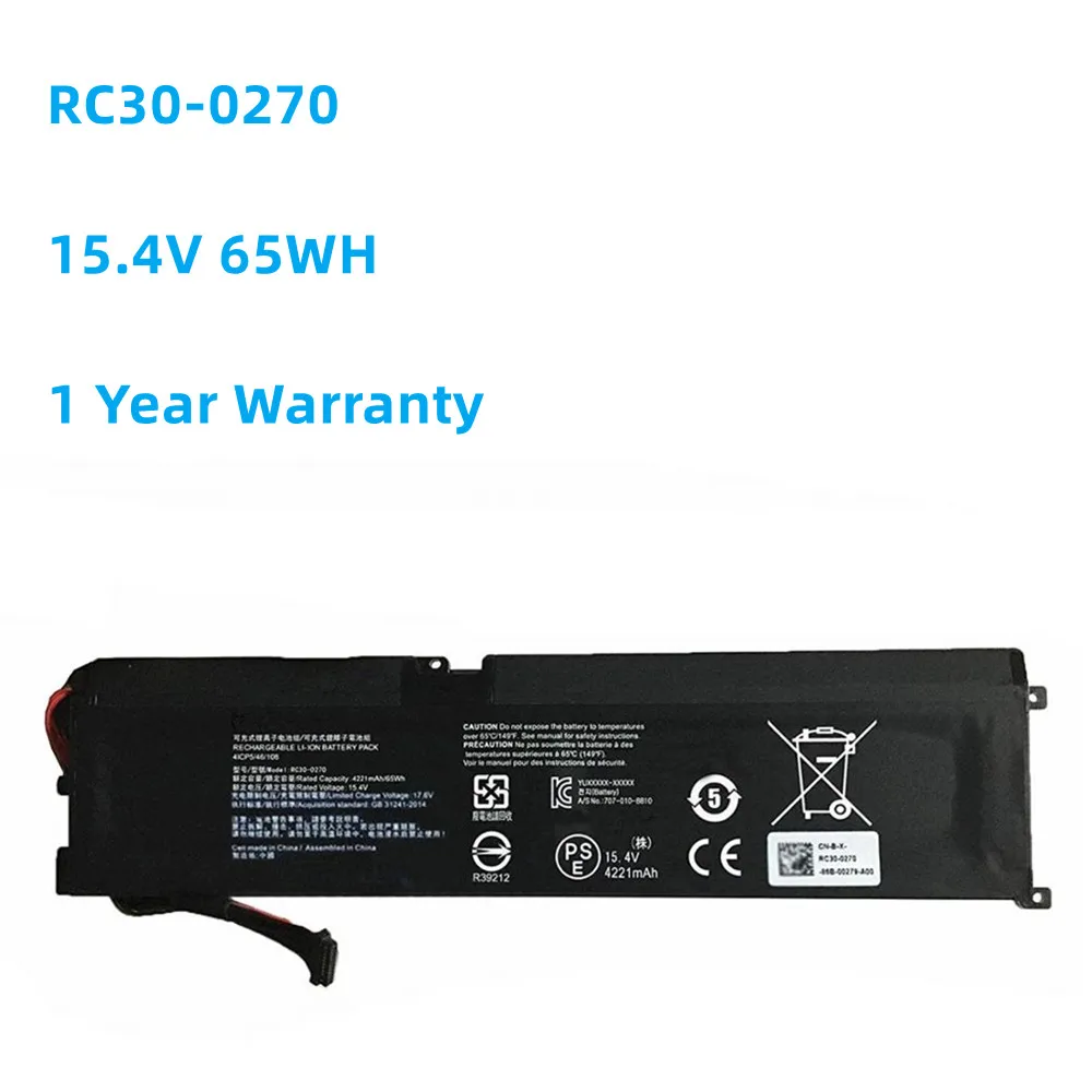 

RC30-0270 Laptop Battery for Razer Blade 15 Base Stealth 2018 Series Notebook RZ09-03006 RZ09-0270 RZ09-02705E75-R3U1 15.7V 65WH