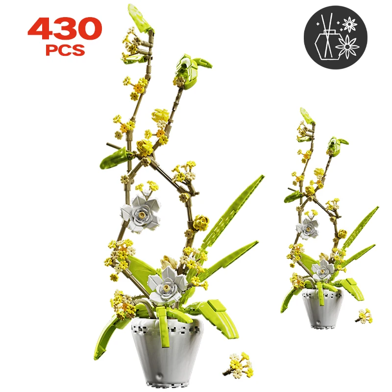 

430pcs Friends Osmanthus Fragrans Bouquet Flowers Potted Plant Building Block City Assembly Girls Brick Toys for Children Gifts