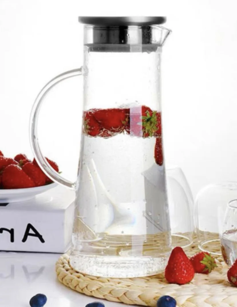 1500ml Transparent Glass Pitcher Hot/Cold Water Jug Kettle Juice Container Bottle Easy To Clean Heat Resistant