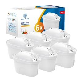 Premium Water Filter Cartridges - 2-Pack/6-Pack, Limescale & Chlorine Reduction, Activated Carbon Purification (6 pcs)