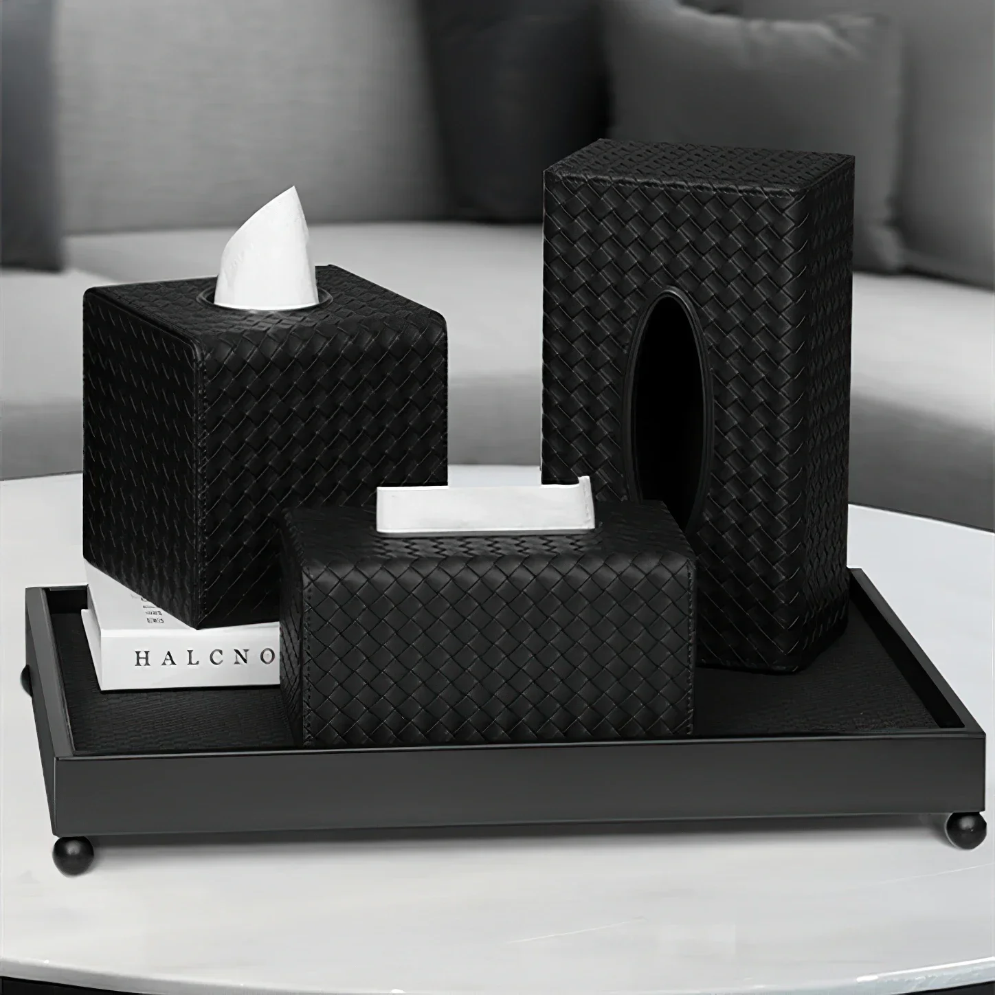 Woven Textured Paper Drawer Leather Tissue Box Rectangular Paper Box Square Storage Tank Living Room Home Decoration Storage 2