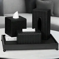 Woven Textured Paper Drawer Leather Tissue Box Rectangular Paper Box Square Storage Tank Living Room Home Decoration Storage 2