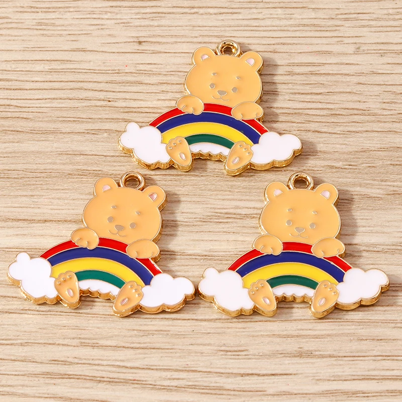 Tusember 20 Stück Kreative Emaille-Anhänger in Form von Karotten, Regenbogen, Kaninchen und Bären für Ohrringe, Halsketten und DIY-Schmuckherstellung – Detail 10