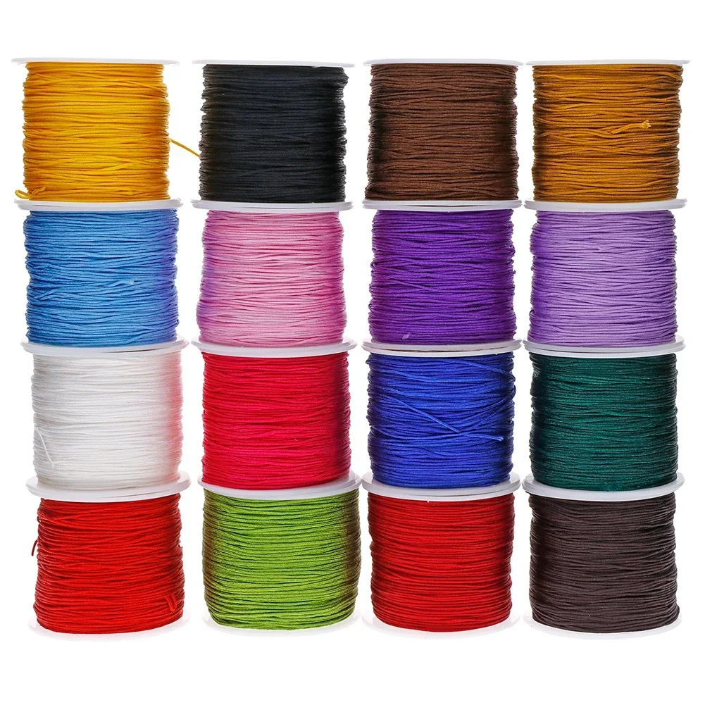 45M/Roll 0.8mm Jewelry Bead Thread Chinese Knot Macrame Cord DIY Bracelet Weaving Making Tassels Accessories