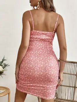 Ditsy Floral Print Ruched Bust Cami Dress For Women