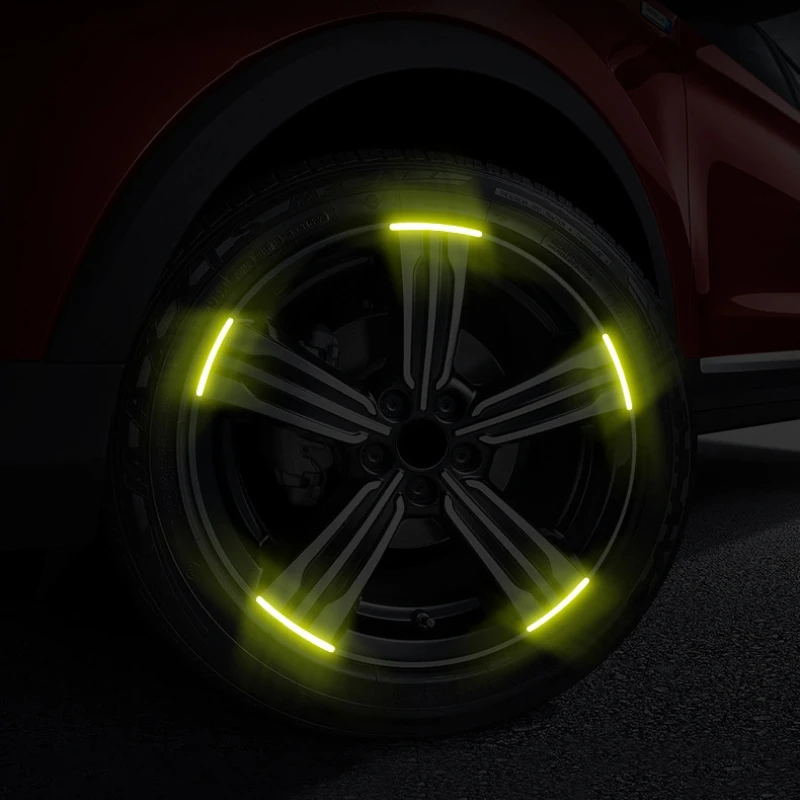 Car Wheel Hub Reflective Sticker 20pcs Tire Rim Reflective Strips Luminous for Night Driving Car Bike Motorcycle Wheel Sticker