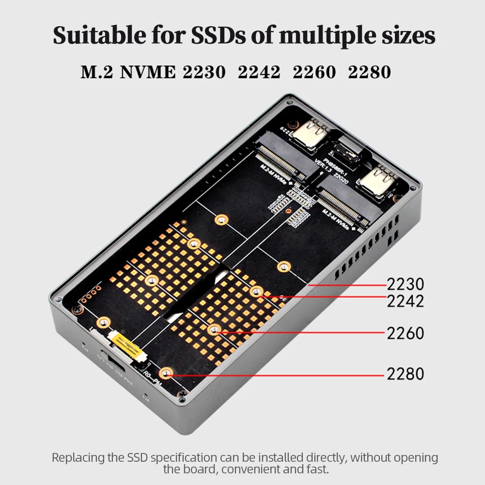 Ʈ º ϵ ̺ Ŭ, M.2 NVME M2 SSD ̽,   RAID ϵ ũ ڽ, Gen 2, 20Gbps  ϵ ̺ ̽