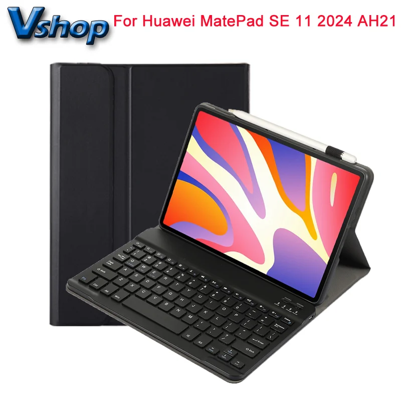 For Huawei MatePad SE 11 2024 AH21 Ultra-thin Detachable Bluetooth Keyboard Leather Tablet Case
