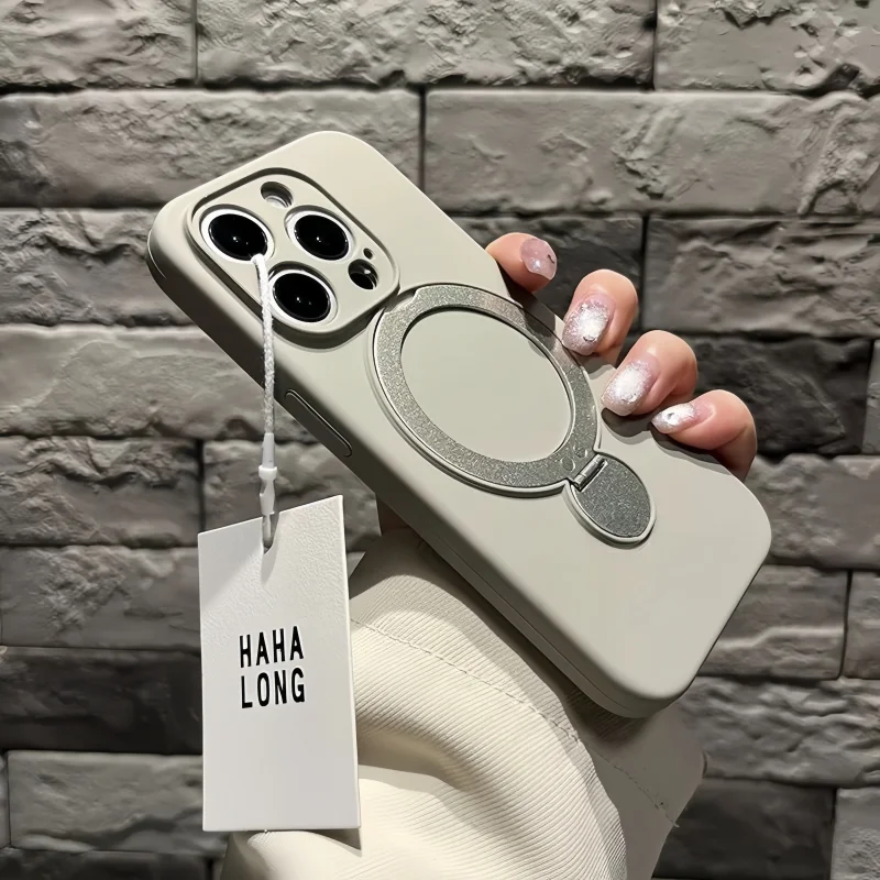 Enhanced Silicone Magnetic Case with 360° Rotating Ring Holder and Kickstand