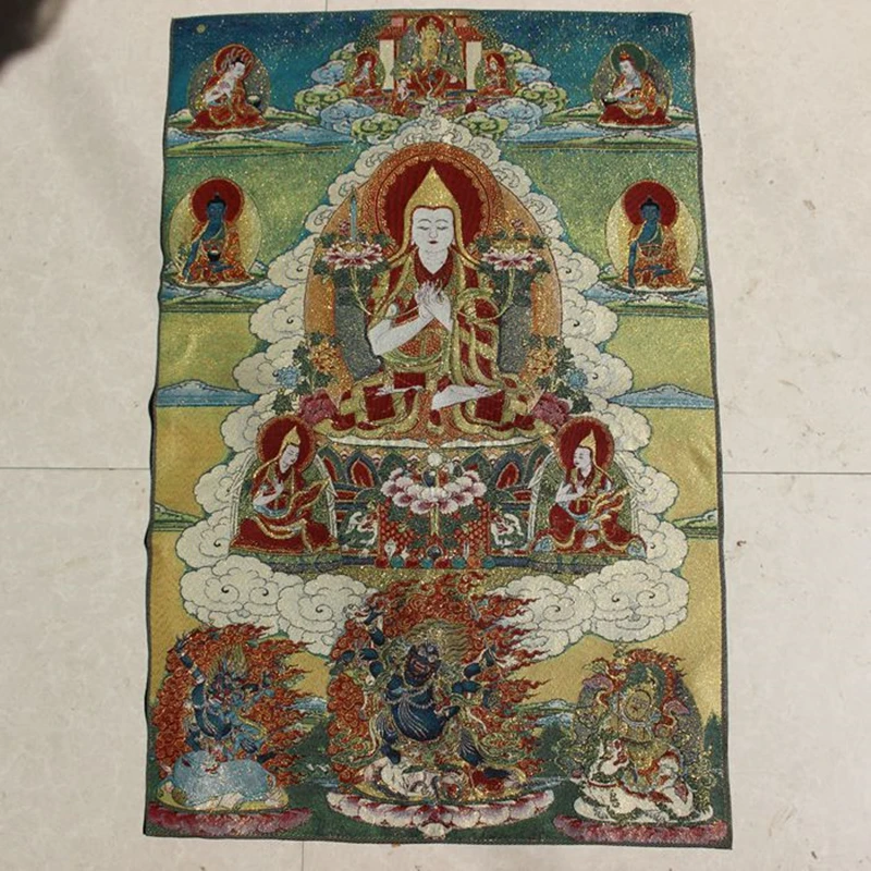 

Вышитая статуя Будды, подвесная картина, тибетская буддийская роспись, вышивка крестиком, картина на стену, Картина на холсте