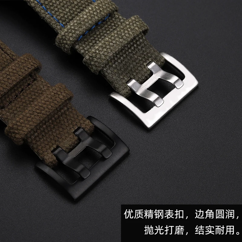 Hamilton Khaki Field Canvas Waterproof Watchband - Men's Belt with Pin Buckle Style (20mm/22mm)