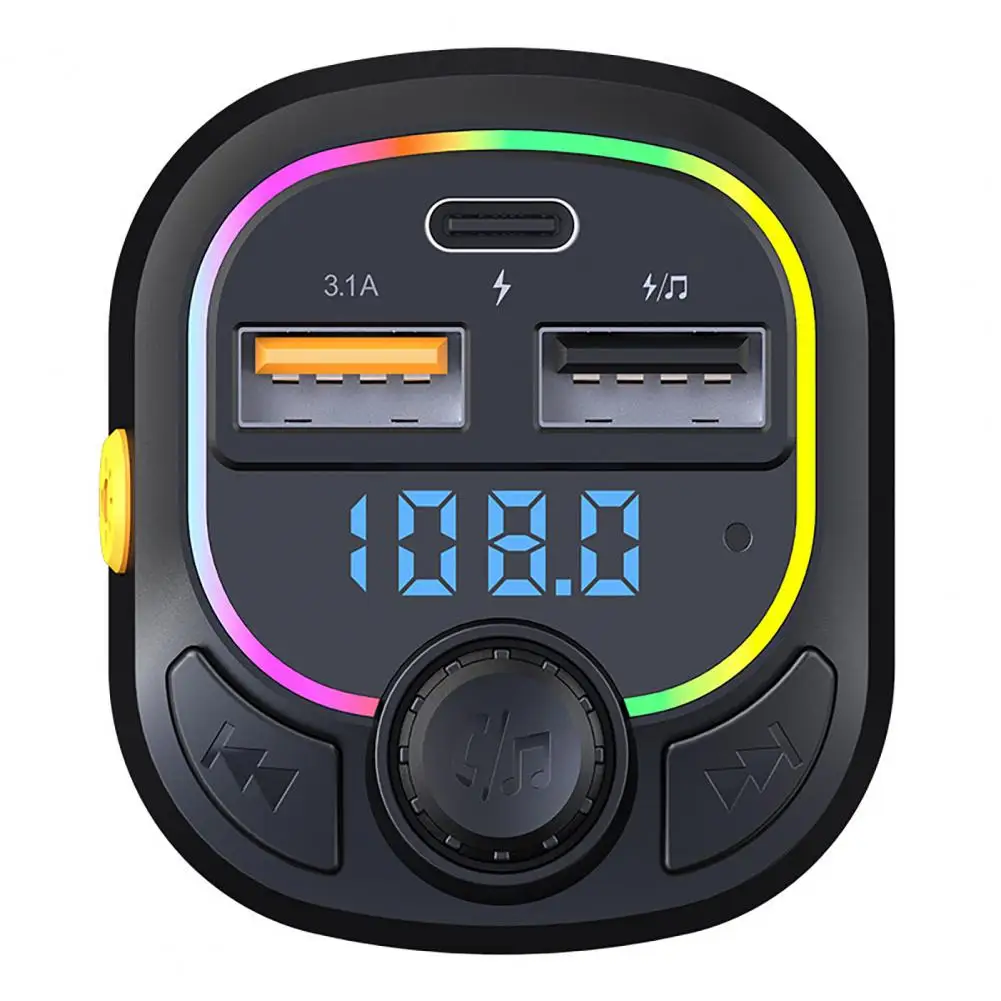 Car Charger Adapter Practical Quick Charge Car Charger Adapter RGB Lighting Power Supply Car Charger