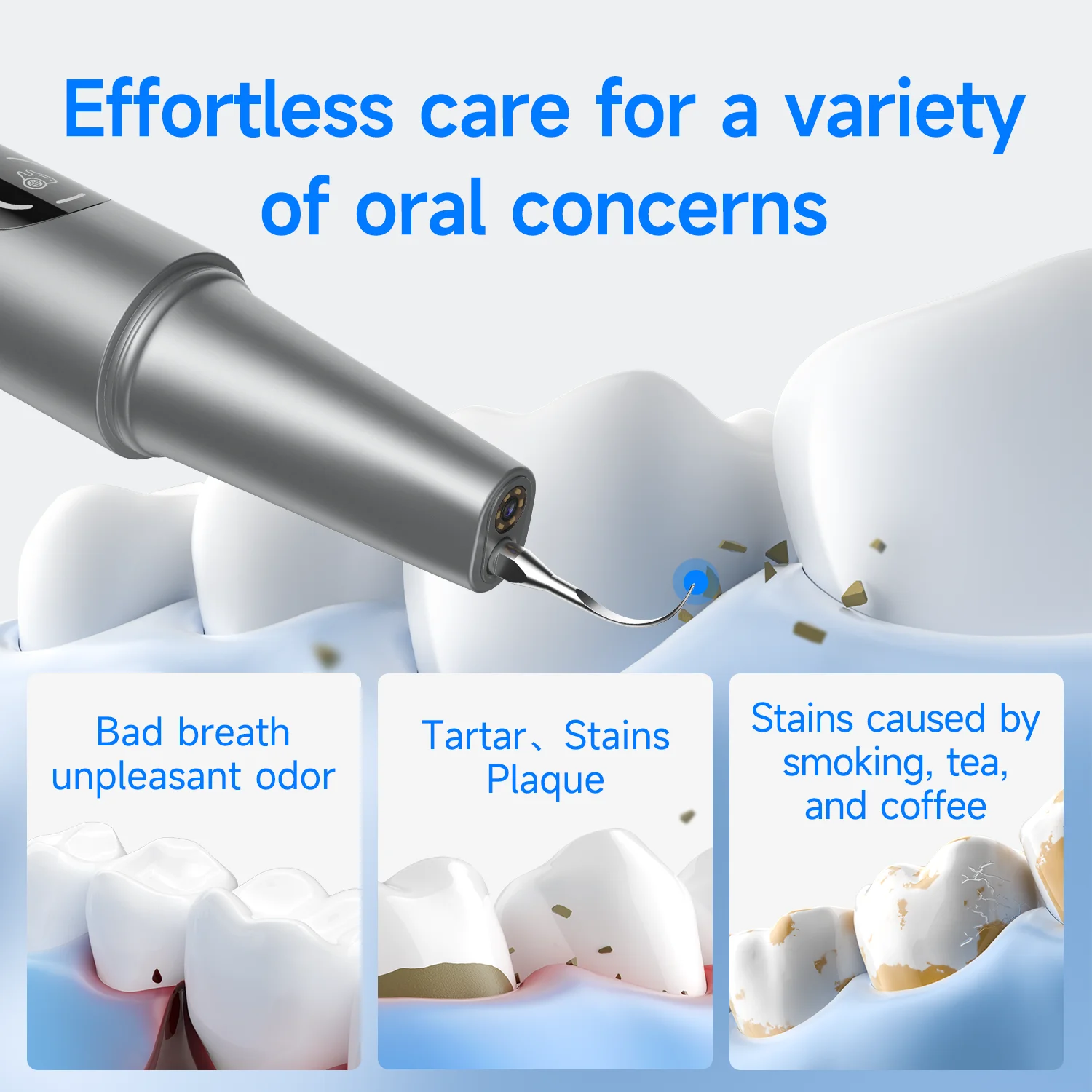 Visible Ultrasonic Dental Scaler Tartar Remover 5 modes with LED Light Household Teeth Cleaning Tools Dental Cleaner Oral Care 2