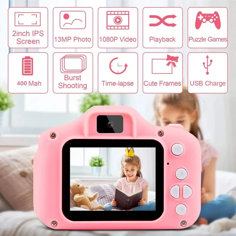 ZWN Children Digital Cameras 1080P HD Camera Video Toys 2 Inch Color Display Outdoor Camera SLR Camera Kid Toy+TF Memory Card - Image 3