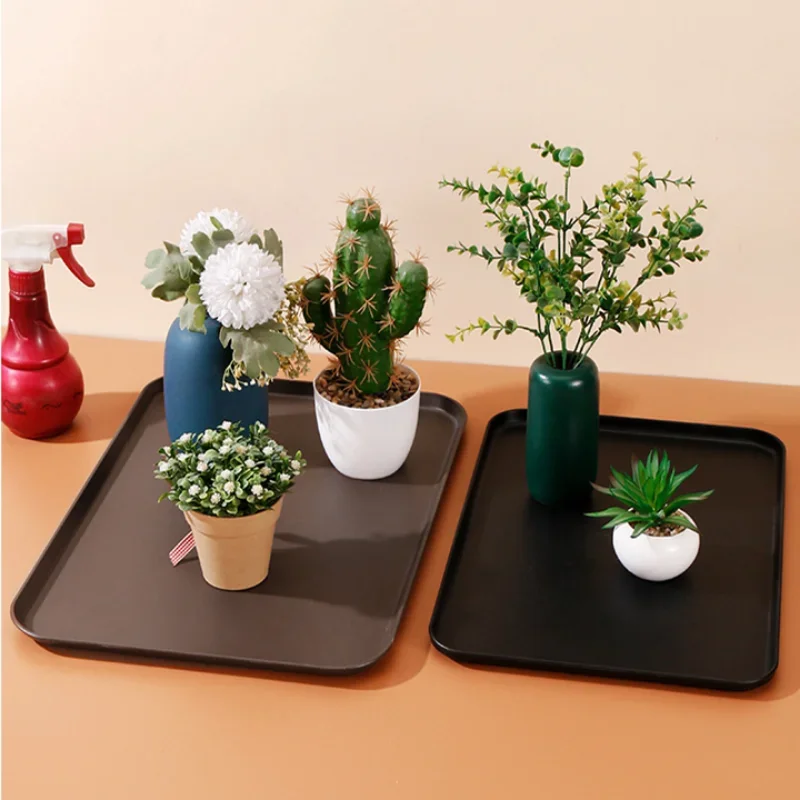 Rectangular Plastic Tray Hotel Restaurant Large Serving Trays Tea Water Dish Home Breakfast Bread Pan Coffee Table Organizer 3