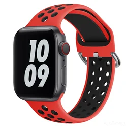 Premium Silicone Sport Wristband Bracelet, Compatible with Various Sizes - S10 - 46mm 42 44 45 49 (Red black)