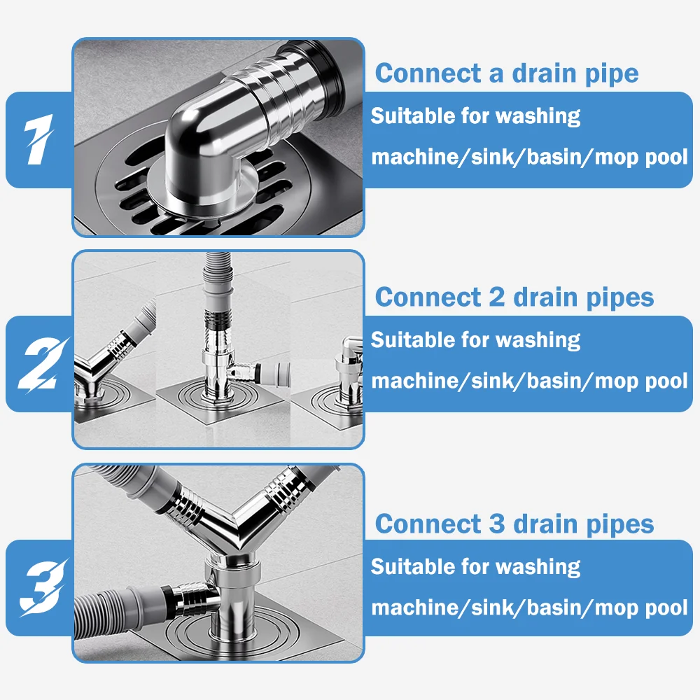 ORIENTAL YUHONG Washing Machine Floor Drain Joint Adapter Anti-overflow Universal Sewer Elbow Pipe Connector Bathroom Accessorie