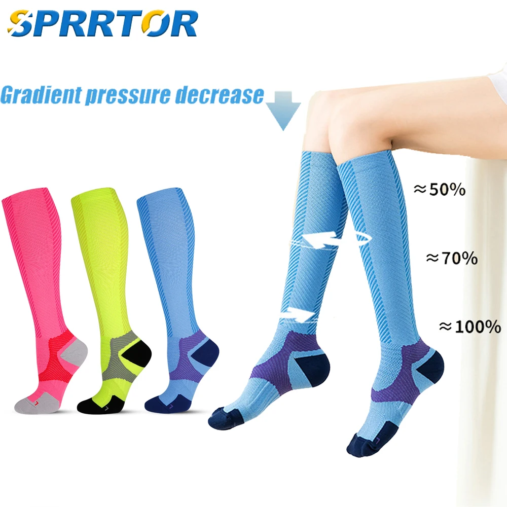 

1Pair Nurse Compression Socks Blood Circulation Compression Stockings Varicose Veins Running Socks Compression 15-20mmHg