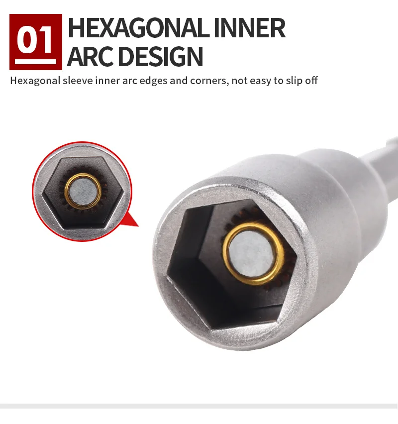 2-teiliges 6–19 mm magnetisches Steckschlüssel-Set mit metrischen Schlagmuttern-Set, 6,35 mm Sechskantschaft-Bohrer – Detail 3